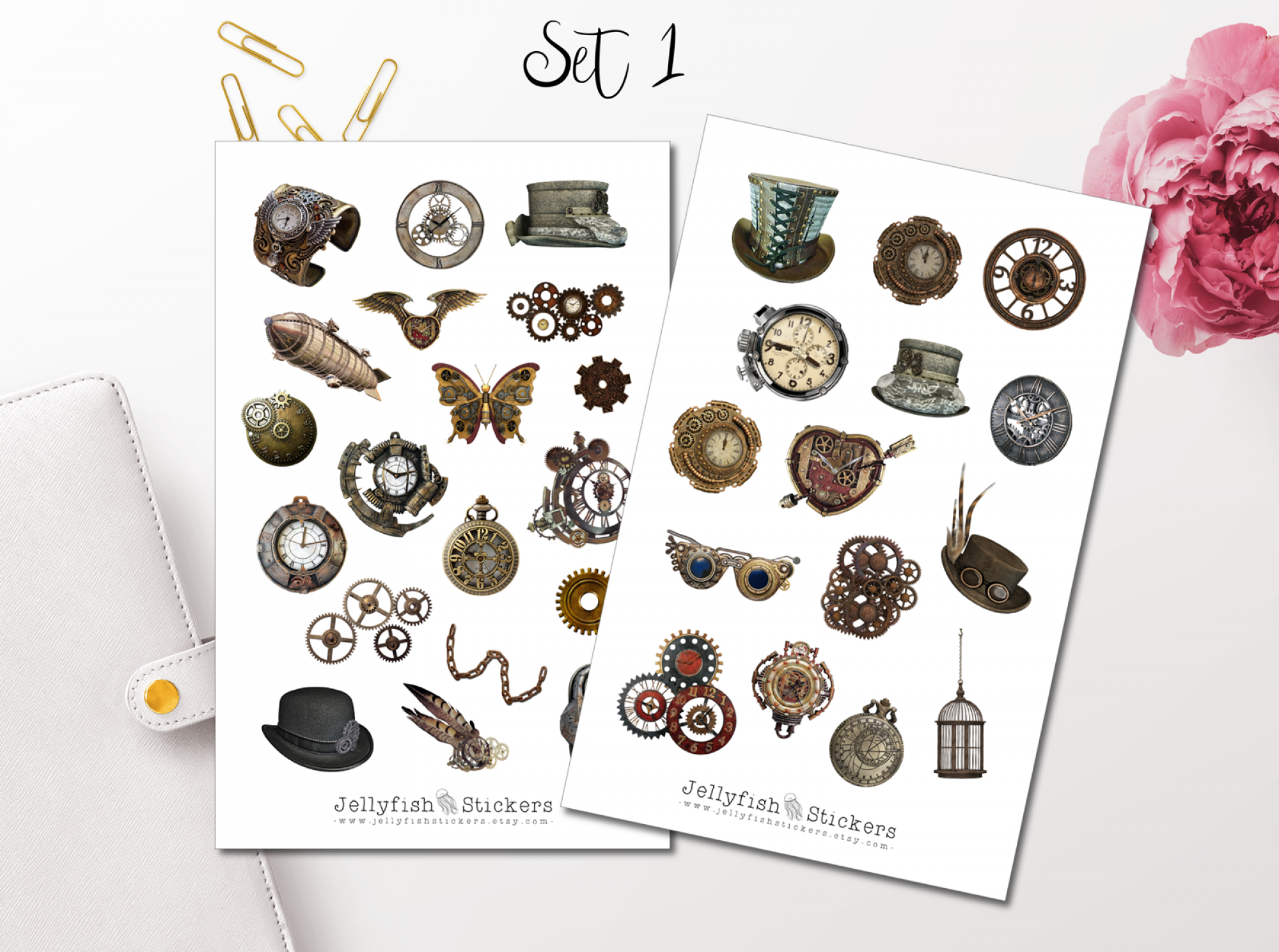 Vintage Steampunk Sticker Set